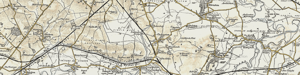 Old map of Chellaston in 1902-1903