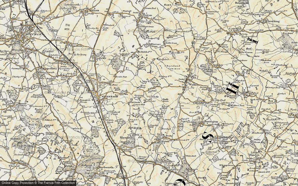Old Map of Historic Map covering Box Wood in 1898-1899