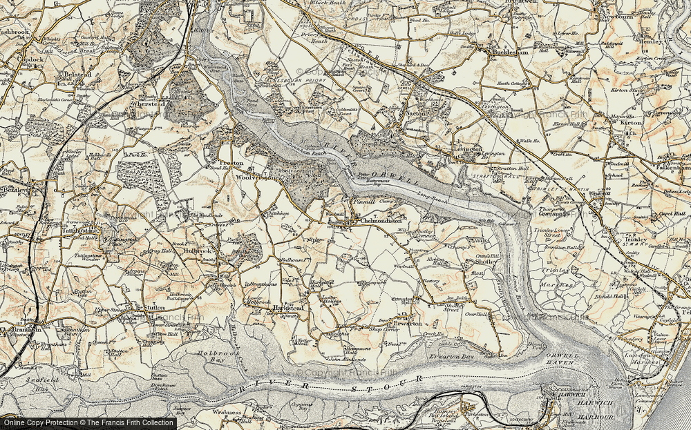Old Map of Historic Map covering Pin Mill in 1898-1901