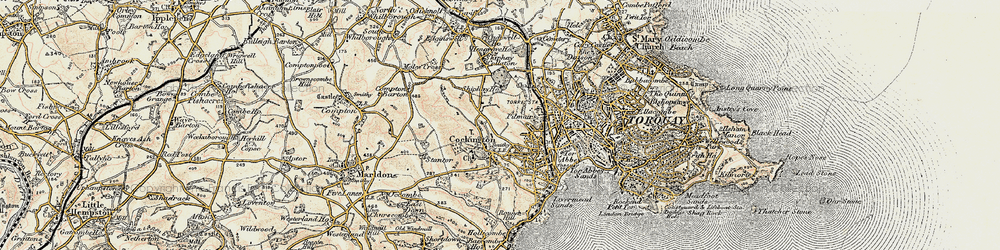 Old map of Chelston in 1899