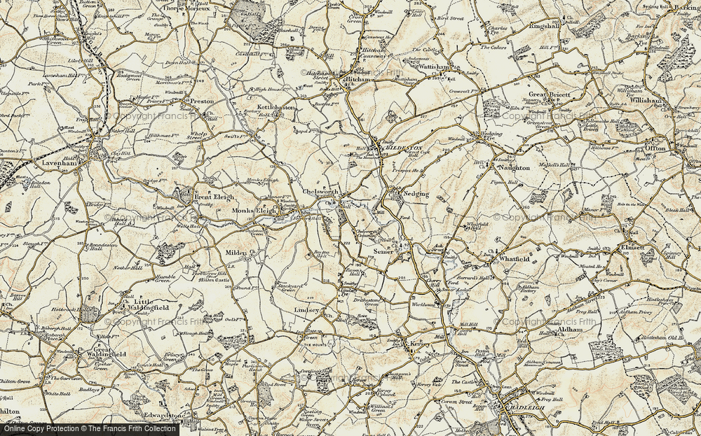 Old Map of Chelsworth, 1899-1901 in 1899-1901