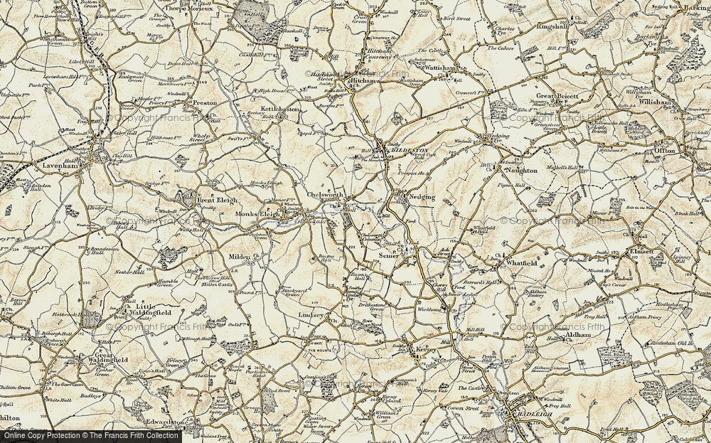 Old Map of Chelsworth Common, 1899-1901 in 1899-1901