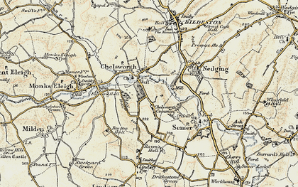 Old map of Chelsworth Common in 1899-1901