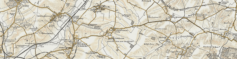 Old map of Chelveston in 1901
