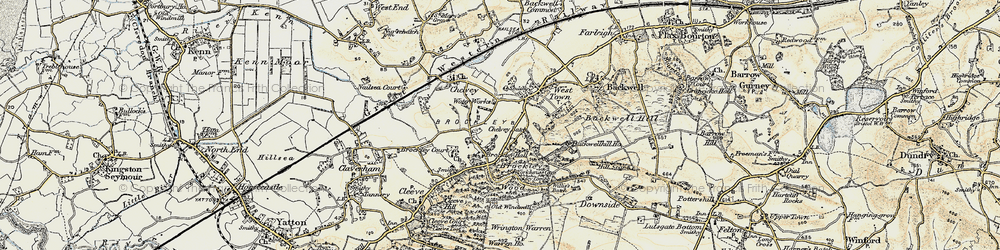 Old map of Chelvey Batch in 1899