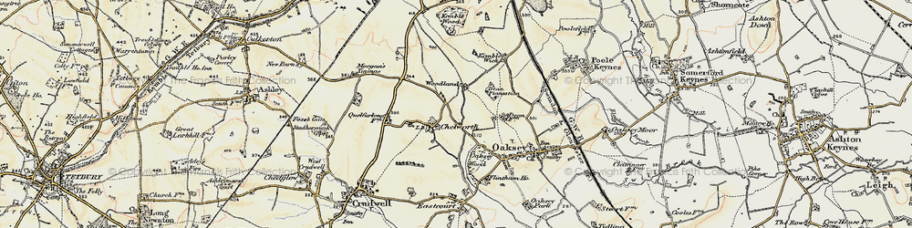 Old map of Woodlands in 1898-1899