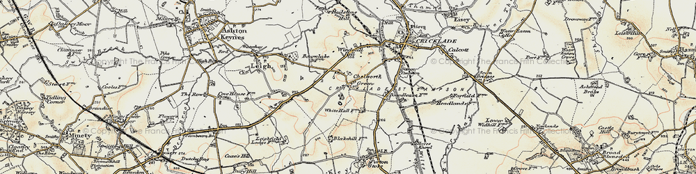 Old map of Chelworth Upper Green in 1898-1899