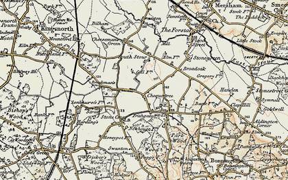 Old map of Chequertree in 1897-1898