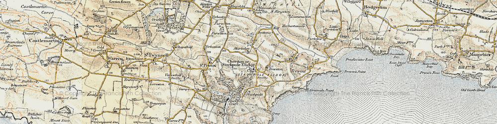 Old map of Cheriton in 1901-1912