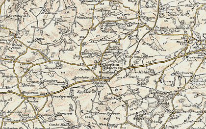 Old map of Cheriton Bishop in 1899-1900