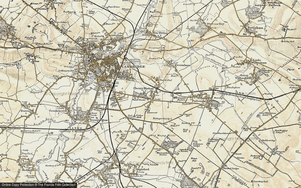 Old Map of Historic Map covering Addenbrooke's Hospl in 1899-1901