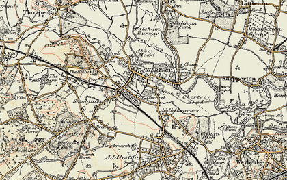 Old map of Chertsey in 1897-1909