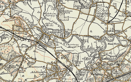 Old map of Chertsey Meads in 1897-1909