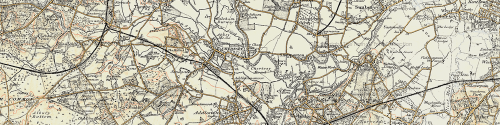 Old map of Chertsey Meads in 1897-1909