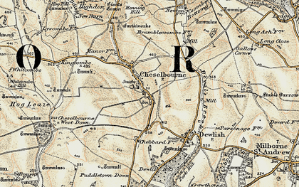 Old map of Puddletown Down in 1897-1909