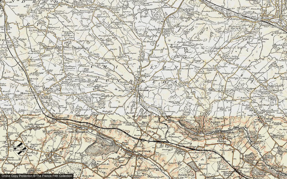 39SW old map Bucks 1900 Chesham