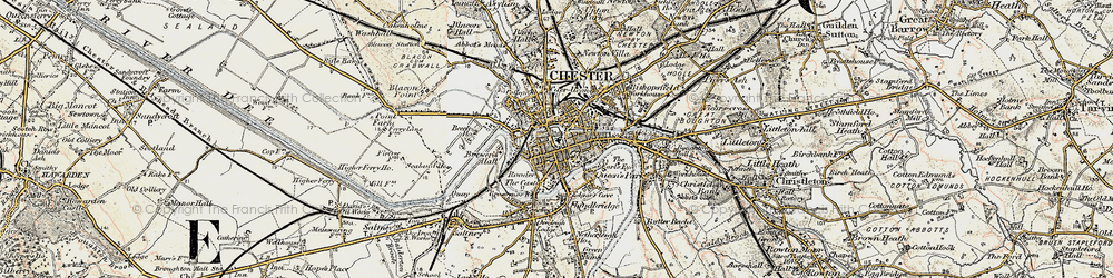 Old map of Chester in 1902-1903
