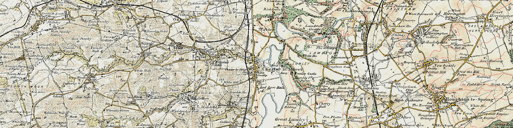 Old map of Lumley Castle in 1901-1904