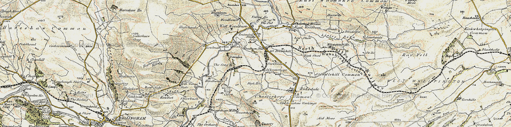 Old map of Chesterhope in 1901-1903