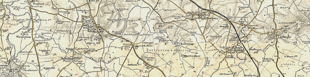 Old map of Chesterton Green in 1898-1902