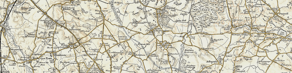 Old map of Cheswardine in 1902
