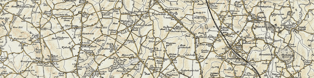 Old map of Cheswick Green in 1901-1902