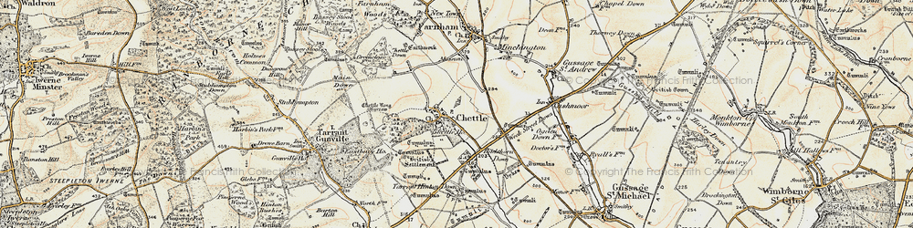 Old map of Chettle in 1897-1909
