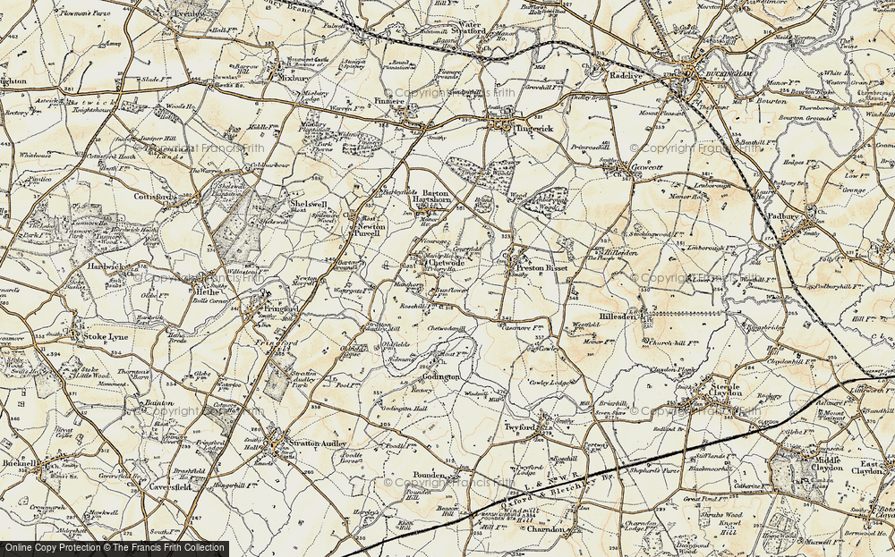 Old Map of Historic Map covering Godington in 1898-1899