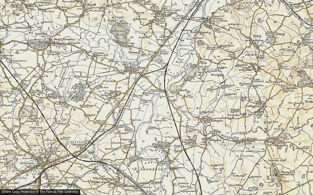 Old Map of Historic Map covering Broadfields in 1902