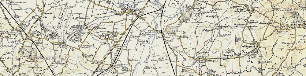 Old map of Broadfields in 1902