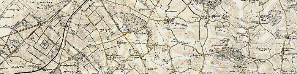 Old map of Cheveley in 1899-1901