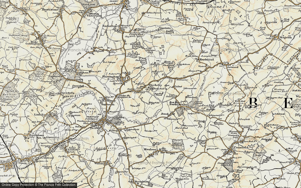 Old Map of Chicheley, 1898-1901 in 1898-1901
