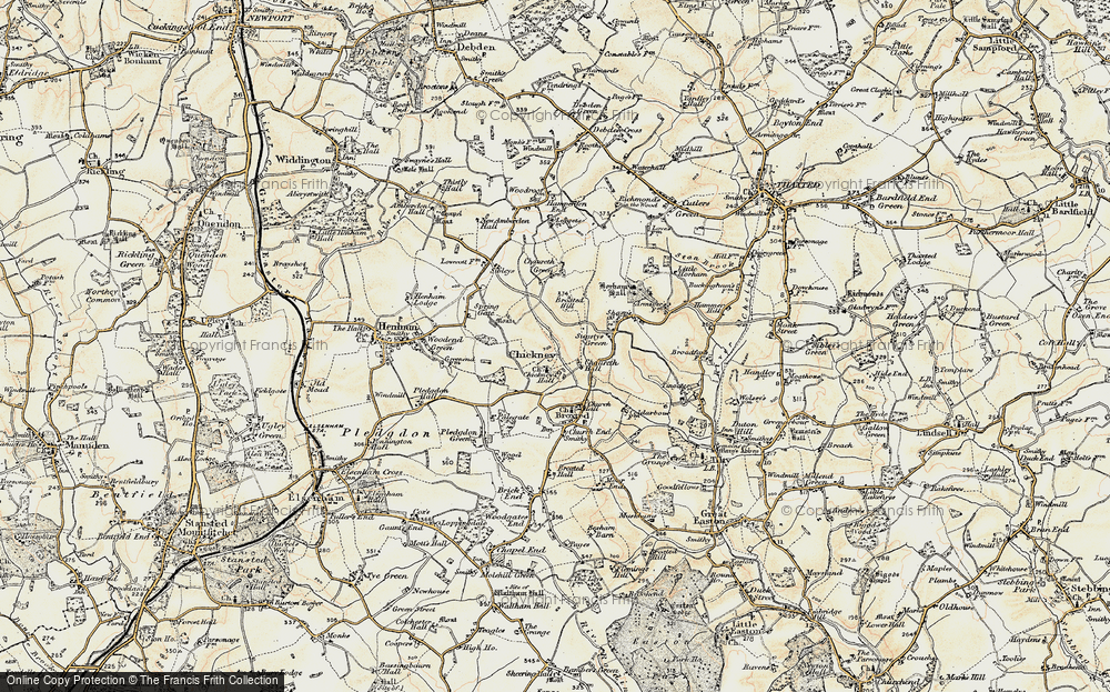 Old Map of Historic Map covering Broxted Hill in 1898-1899