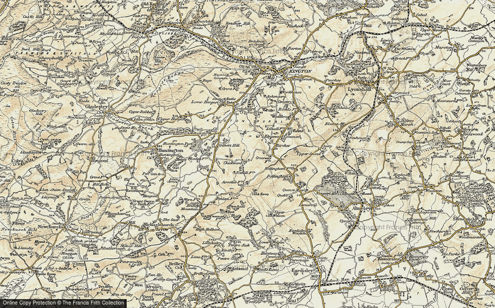 Old Map of Historic Map covering Birches in 1900-1902