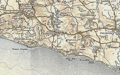 Old map of Chideock in 1899