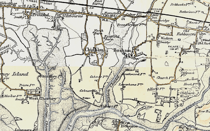 Old map of Bosham Channel in 1897-1899