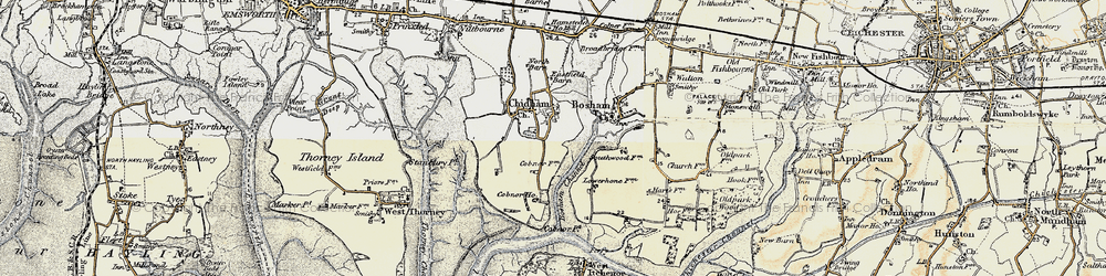 Old map of Bosham Channel in 1897-1899