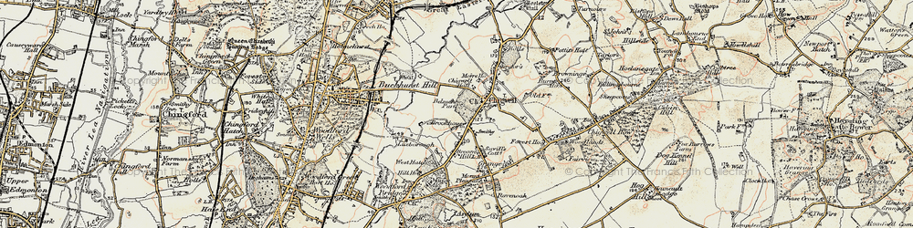 Old map of Chigwell in 1897-1898