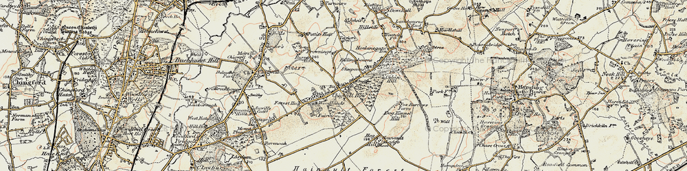 Old map of Chigwell Row in 1897-1898