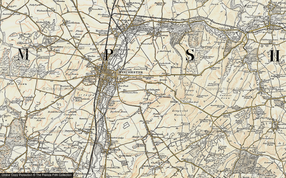 Old Map of Chilcomb, 1897-1900 in 1897-1900