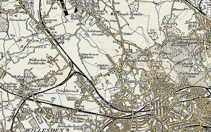 Old map of Child's Hill in 1897-1898