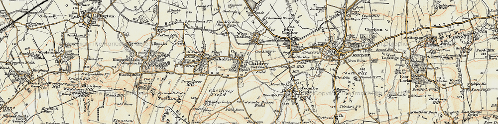 Old map of Childrey in 1897-1899