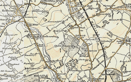 Old map of Childwick Bury in 1898