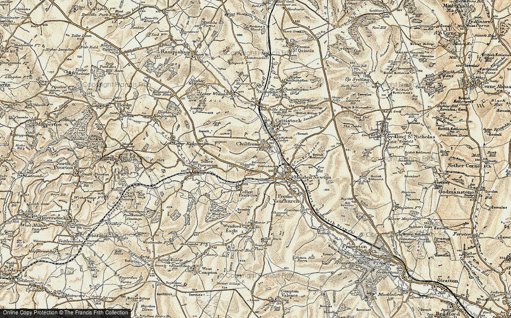 Old Map of Historic Map covering Whitesheet Hill in 1899