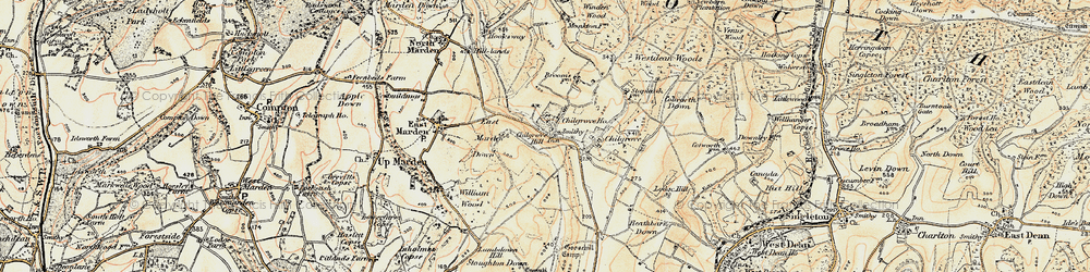 Old map of Westdean Woods in 1897-1900