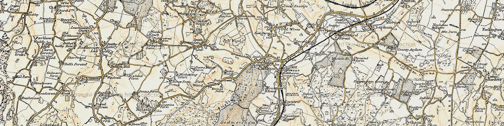 Old map of Chilham in 1897-1898