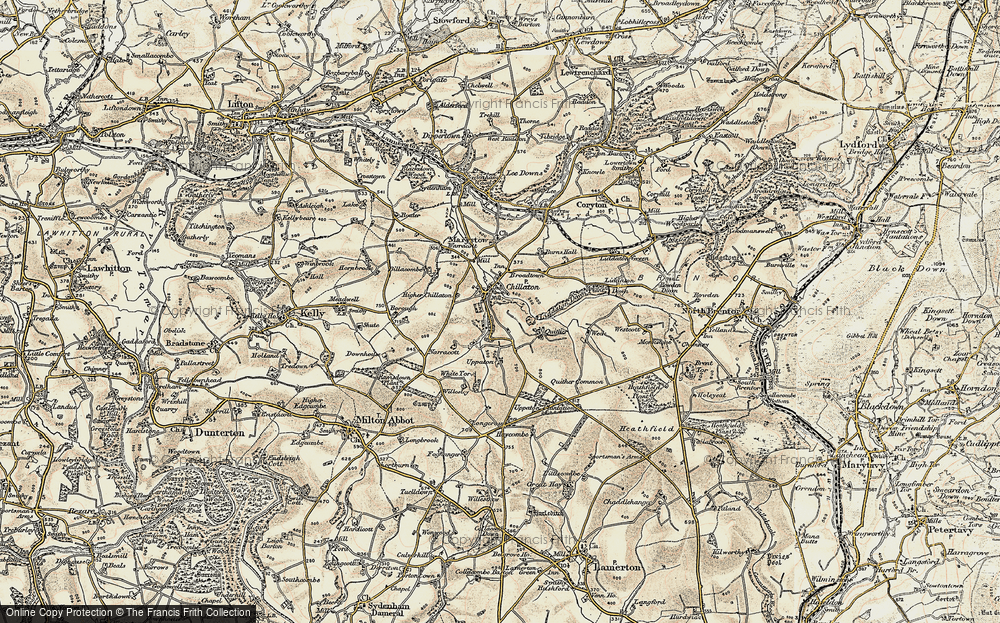 Old Map of Historic Map covering Marystow in 1899-1900