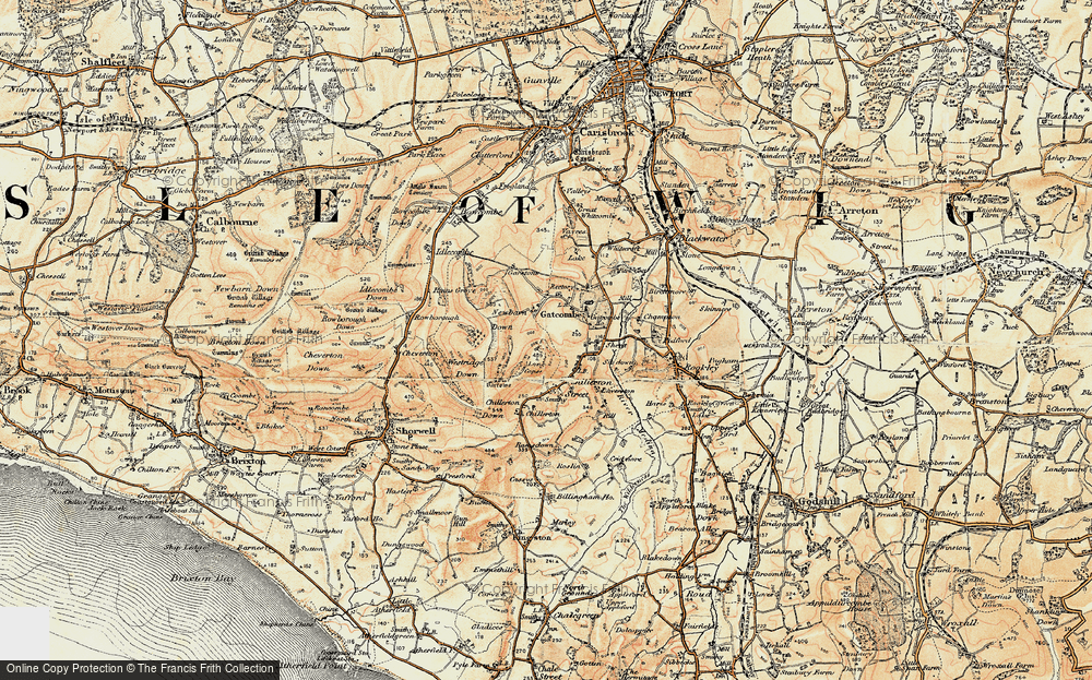 Old Map of Historic Map covering Westridge Down in 1899-1909