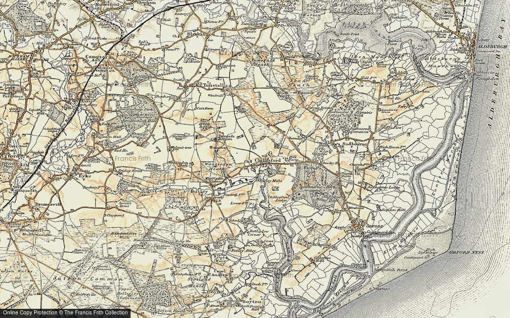 Old Map of Historic Map covering Butley Mills in 1898-1901