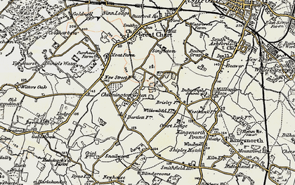 Old map of Chilmington Green in 1897-1898